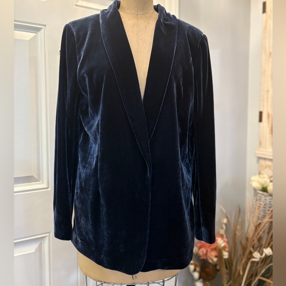 Hush‎ Elegant Navy Velvet Women's Jacket 12 Regal Stunning Elegant Sophisticated